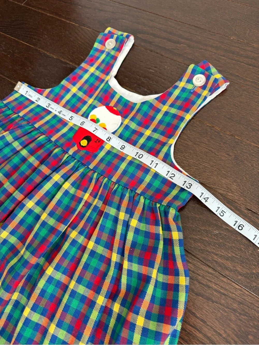 Kelly's Kids Multicolor Plaid Dress with Gumball Embroidery Dress